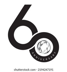 60 years anniversary infinity, design concept logo vector.