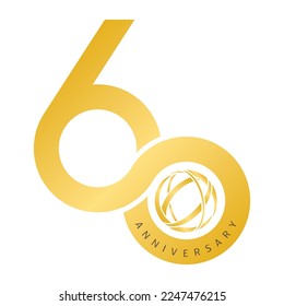 60 años infinito, concepto de diseño vector logo.