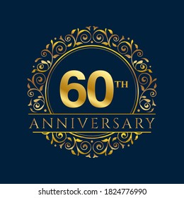 60 years anniversary invitation card template isolated vector illustration. Ten years Black greeting card template