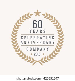 60 Years Anniversary Label, Sticker Or Badge On Background. Vector - Illustration