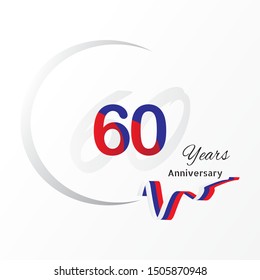 60 years anniversary linked logotype with red color isolated on white background for company celebration event