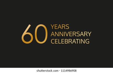 60 years anniversary logo. 60th anniversary celebration label. Design element or banner for birthday, invitation, wedding jubilee. Vector illustration.