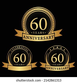 60 years anniversary logo collections. Set of 60th Anniversary logotype template. Vector and illustration.
