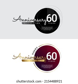 60 years anniversary logo with creative circle element. Poster template for Celebrating 60th event. Design for banner, magazine, brochure, web, invitation or greeting card. Vector illustration