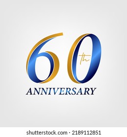 60 years anniversary logo design with blue and gold yellow color. 60 years anniversary design with gradient, creative illustration. vector eps10