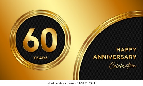 60 Years Anniversary logo with gold color for booklets, leaflets, magazines, brochure posters, banners, web, invitations or greeting cards. Vector illustration.