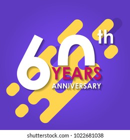 60 years anniversary logo isolated on abstract background. 60th anniversary banner. Birthday, celebration, party, invitation card design element. Vector illustration.