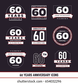 60 years anniversary logo set. Vector illustration.