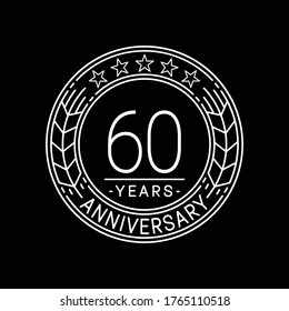 60 years anniversary logo template. 60th line art vector and illustration.