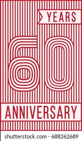 60 years anniversary logo. Vector and illustration. Line art anniversary design template.