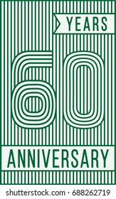 60 years anniversary logo. Vector and illustration. Line art anniversary design template.