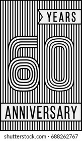 60 years anniversary logo. Vector and illustration. Line art anniversary design template.