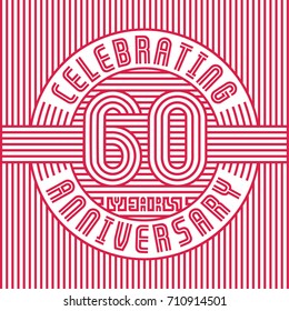 60 years anniversary logo. Vector and illustration. Line art anniversary design template.
