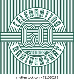 60 years anniversary logo. Vector and illustration. Line art anniversary design template.