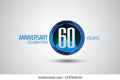 60 years anniversary logotype blue circle abstract isolated on white background for use company celebration event