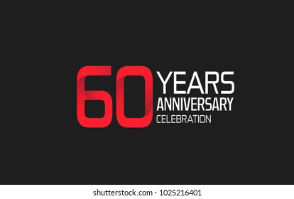 60 years anniversary logotype simple design with red and white color isolated on black background