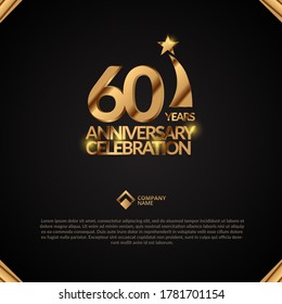 60 Years anniversary logotype style with handwriting golden color for celebration event, wedding, greeting card, and invitation