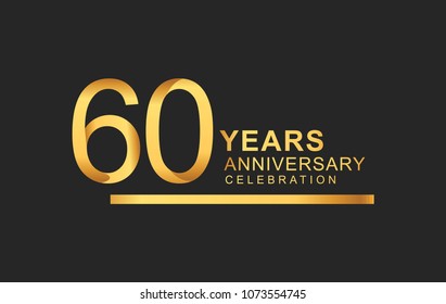 60 years anniversary logotype with under line golden color for anniversary celebration