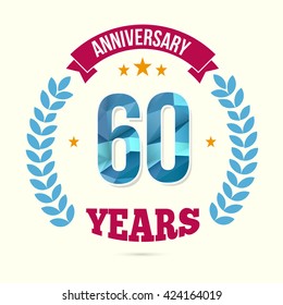 60 Years Anniversary with Low Poly Design and Laurel Ornaments