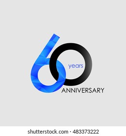 60 Years Anniversary with Low Poly Design, colored with geometric style