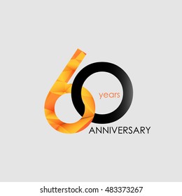60 Years Anniversary with Low Poly Design, colored with geometric style