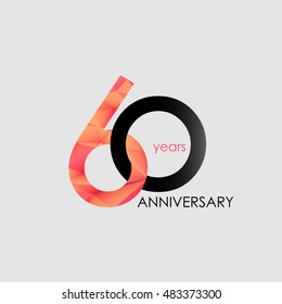 60 Years Anniversary with Low Poly Design, colored with geometric style