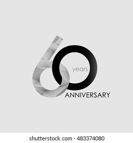 60 Years Anniversary with Low Poly Design, colored with geometric style