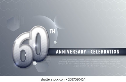 60 years anniversary luxury logo template hexagonal shape. Poster template for Celebrating 60th event. Design for banner, magazine, brochure, web, invitation or greeting card. Vector illustration