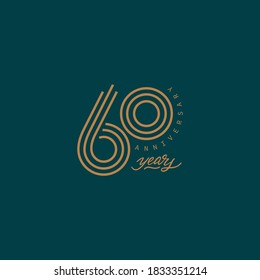 60 Years Anniversary Pictogram Vector Icon, 60th Year Birthday Logo Label.