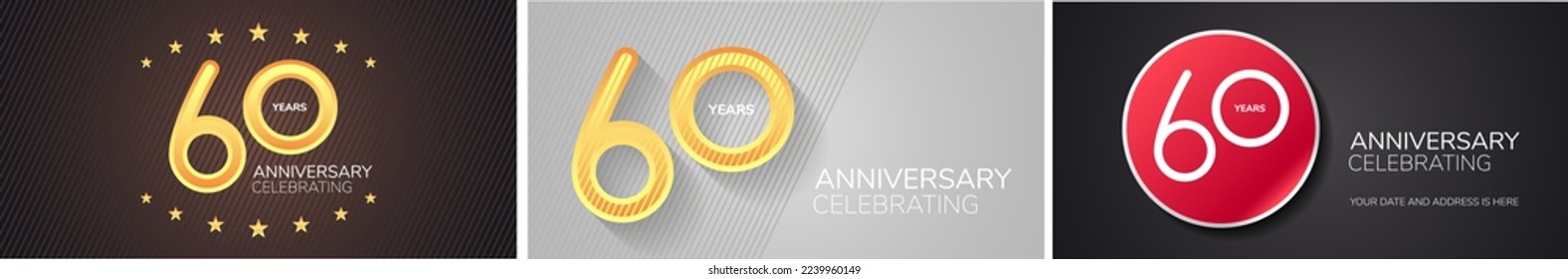Juego de 60 años de iconos vectoriales, logotipo. Elemento de diseño con números para el 60º aniversario