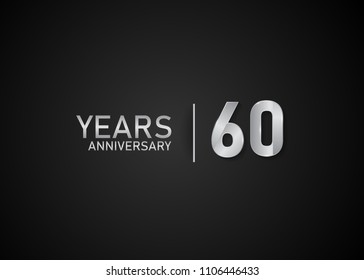 60 years anniversary silver design for celebration event isolated on black background