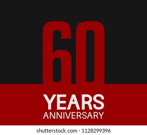 60 years anniversary simple design red number on black background for celebration template