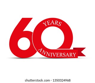 60 Years Anniversary, Simple Design, Logo For Decoration