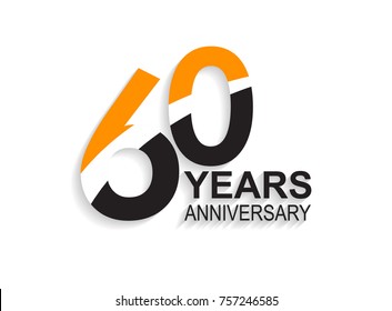 60 years anniversary simple design with white slash in orange and black number for celebration event