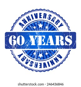 60  Years anniversary stamp.  Vector illustration.