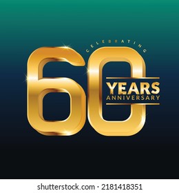 60 years anniversary vector banner template.birthday celebration banner with Golden numbers