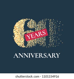 60 years anniversary vector icon,  logo. Graphic design element with golden glitter number for 60th anniversary card 