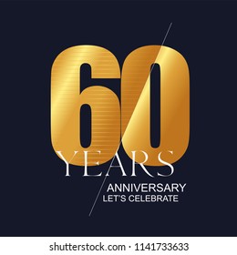 60 years anniversary vector icon, symbol, logo. Graphic design element for 60th anniversary birthday greeting card 