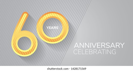 60 years anniversary vector icon,  logo. Neon number and bodycopy for 60th anniversary greeting card, invitation 