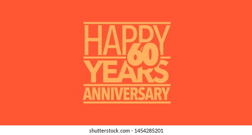 60 years anniversary vector icon, logo, banner. Design element with composition of letters and number for 60th anniversary card 