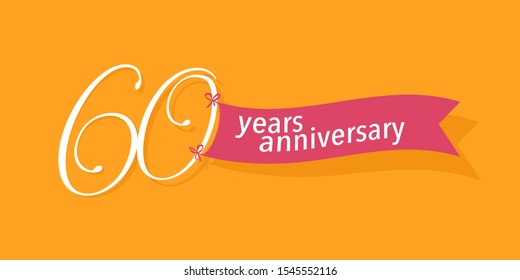 60 years anniversary vector icon, logo. Graphic background or banner for 60th anniversary birthday celebration 