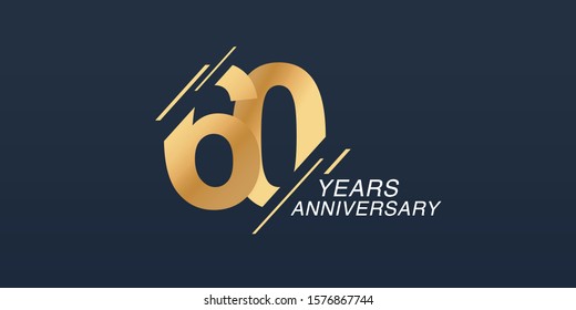 60 years anniversary vector icon, logo. Graphic design element with golden number on isolated background for 60th anniversary 