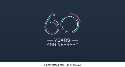 60 years anniversary vector icon, logo. Neon graphic number and sign for 60th anniversary greeting card, invitation 