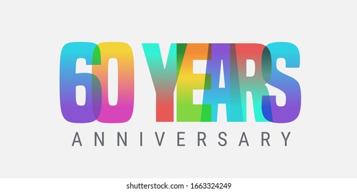 Icono vectorial de 60 años, logo. Elemento de diseño multicolor con señalización de estilo moderno y número para el 60º aniversario