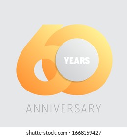 60 years anniversary vector icon, logo. Square graphic design element with golden color number on isolated background for 60th anniversary