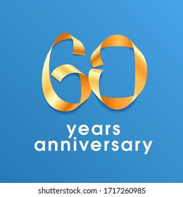 Icono vectorial de 60 años, logo. Elemento de diseño con cinta dorada para el 60 aniversario