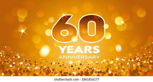 60 years anniversary vector icon,  logo. Graphic design element with golden glitter on isolated background for 60th anniversary