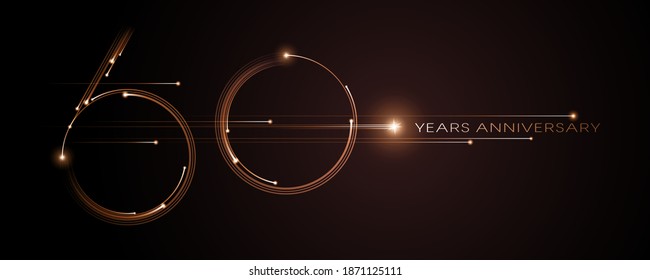 60 years anniversary vector icon, logo. Graphic design element with modern light number on isolated background for 60th anniversary