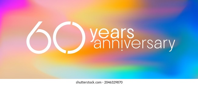 Icono vectorial de 60 años, logotipo. Elemento de diseño gráfico con colores de neón para el 60º aniversario