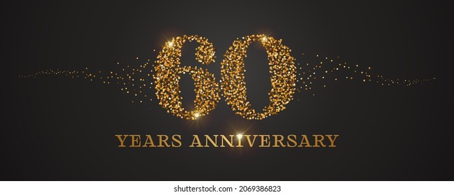 60 years anniversary vector icon, logo. Graphic design element with golden glitter number for 60th anniversary card